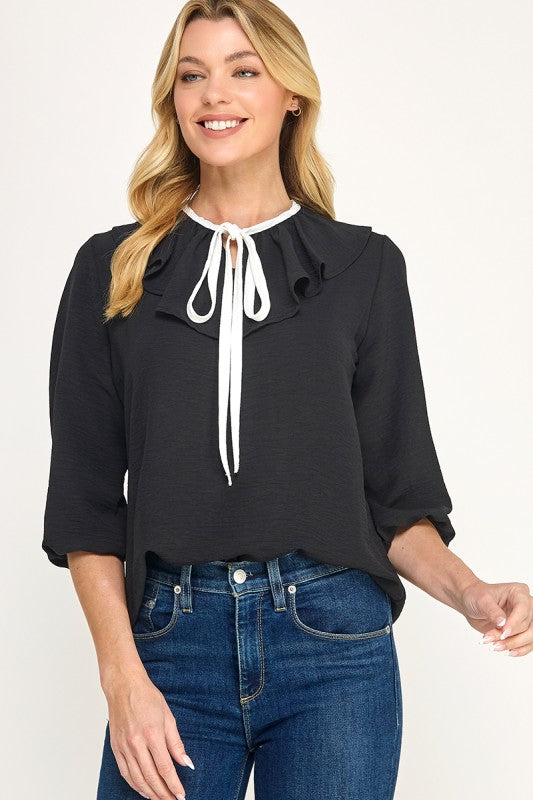 Black Woven Top