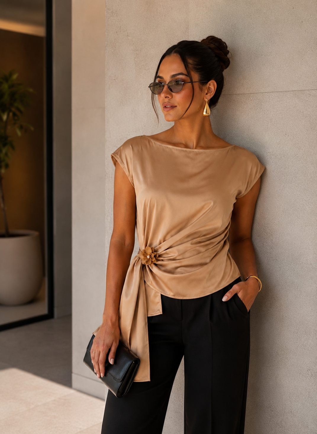 Pre-Order Agosto 27 Taupe Elegant Blouse