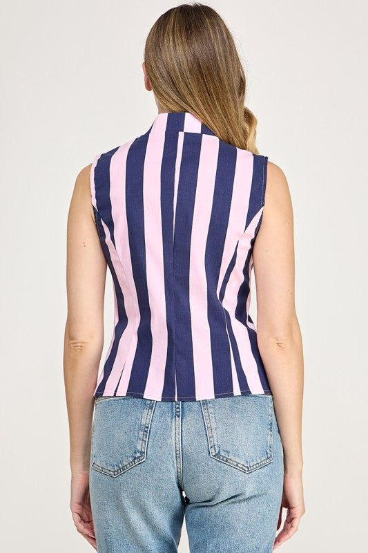 Pre-order Oct 5 Pink/Navy Stripe Top