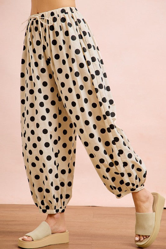 Polka Dot Woven Balloon Pants