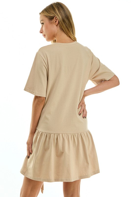 Beige T-Shirt Mini Dress