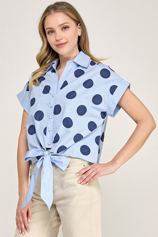 Blue Polka Dot Shirt