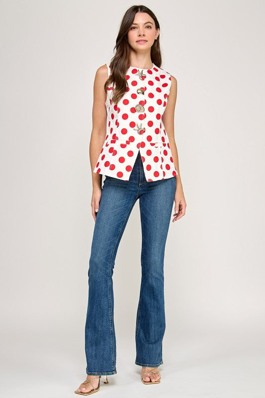Pre-order Oct 11 Red Polka Dot Vest Top