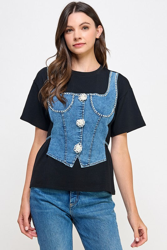 Color Block Corset T-Shirt