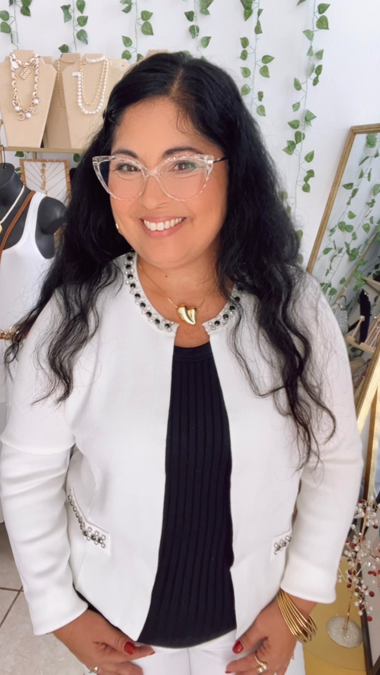 Cream Rhinestone Cardigan