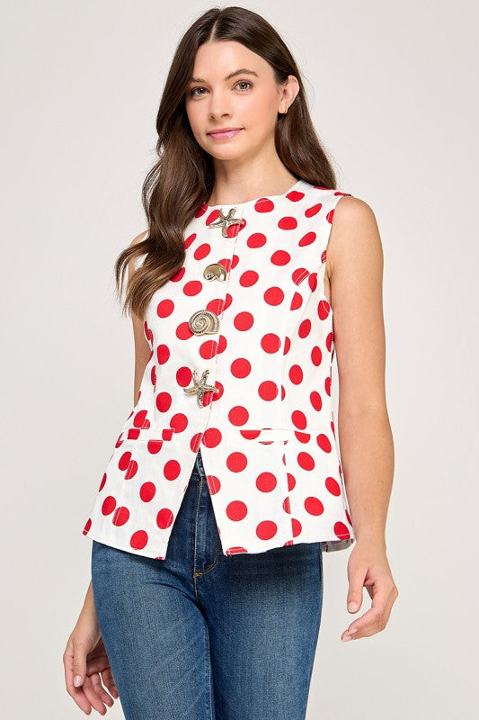 Pre-order Oct 11 Red Polka Dot Vest Top