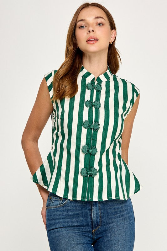 Pre-order Sept 7 Green Stripe Peplum Top