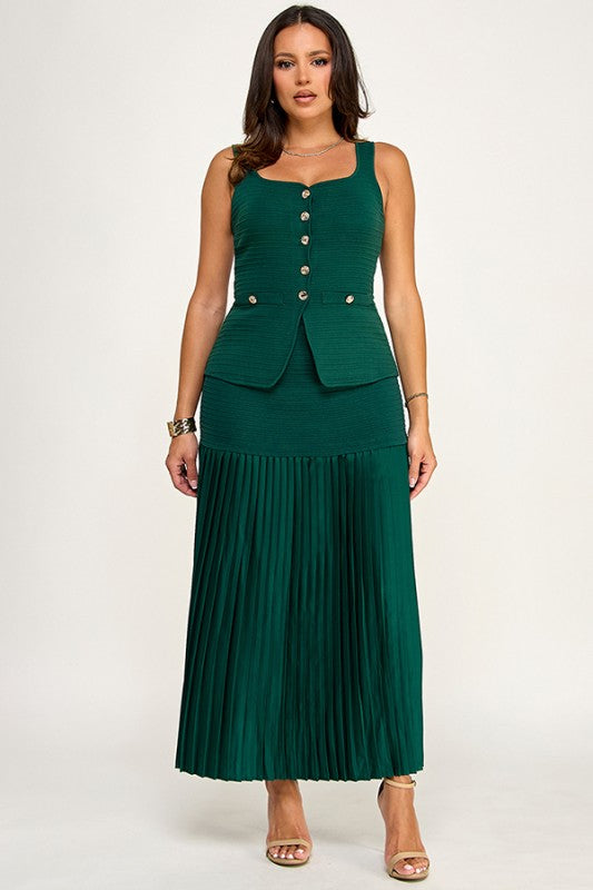 Green Vest & Skirt Set
