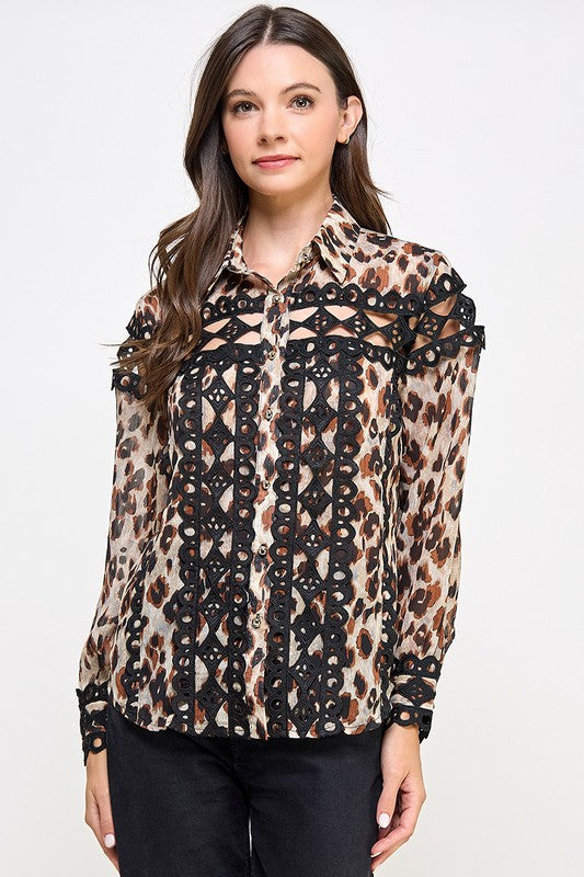 Lace & Animal Print Shirt