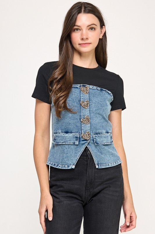 Black Color Block T-Shirt