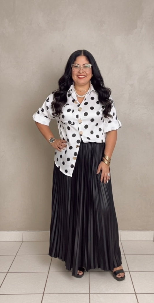 Black Elastic waistband with belt Skirt