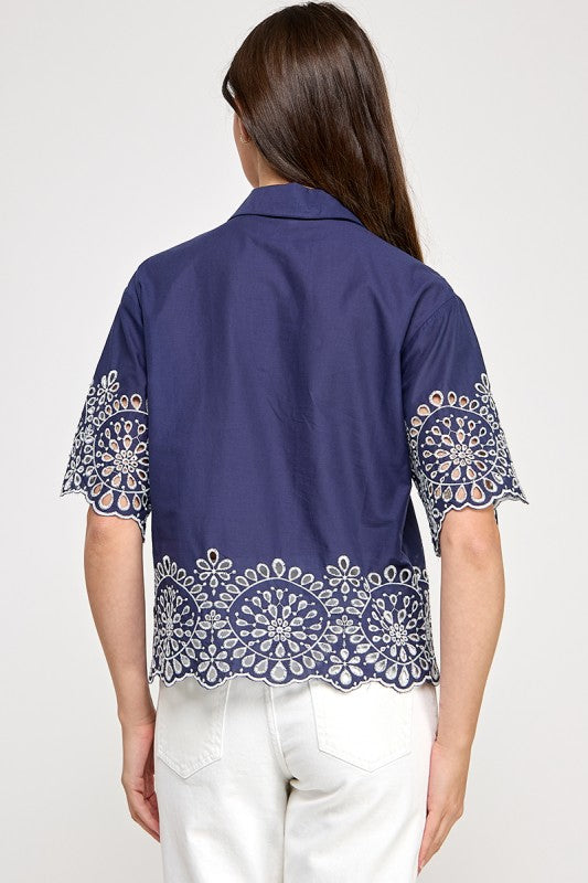 Pre-order June 14 Navy Embroidery Shirt