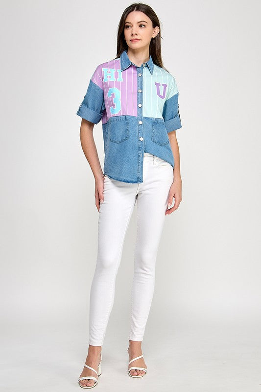 Lavander Denim Fashion Color Block