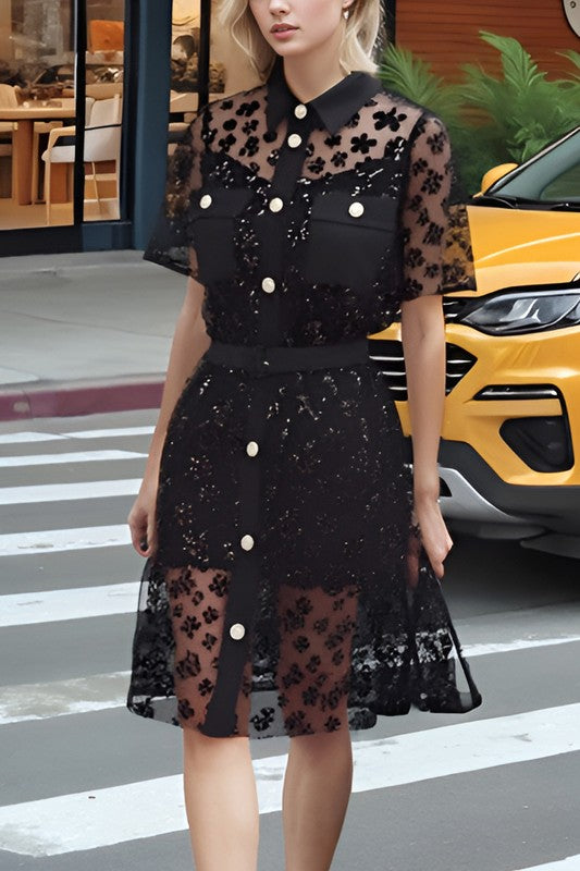 Black Floral mini dress