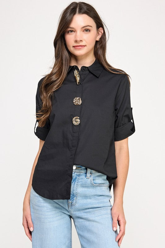 Black Metal Button Shirt