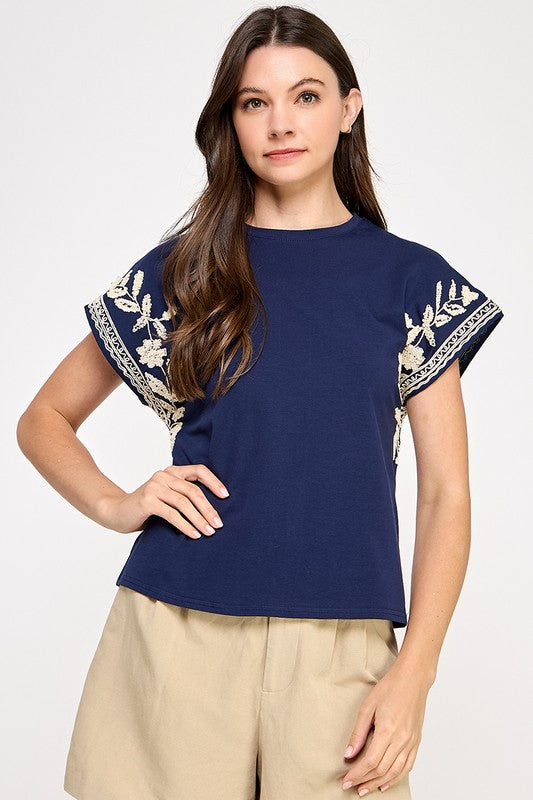 Navy Embroidery T-Shirt
