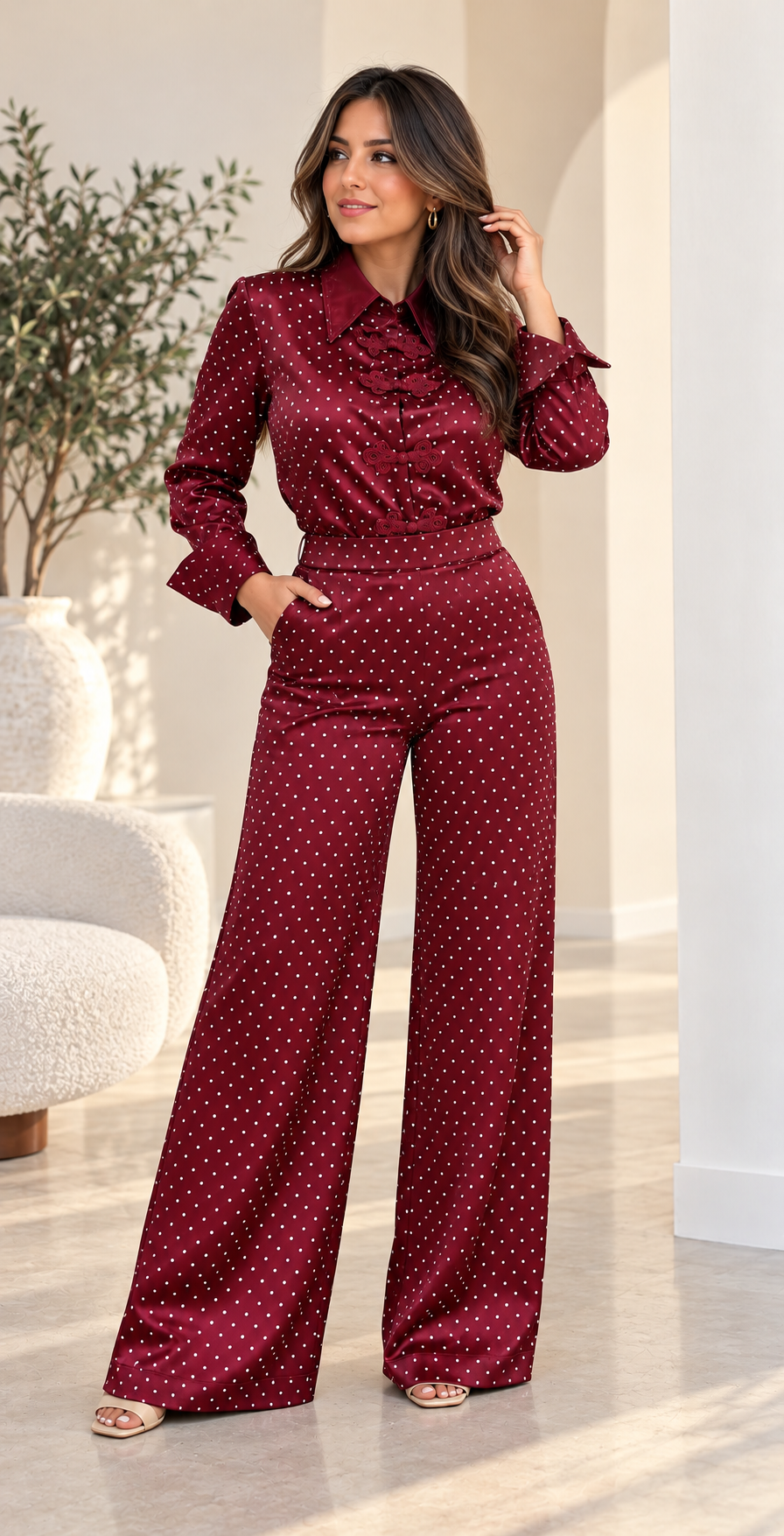 Satin Burgundy Set