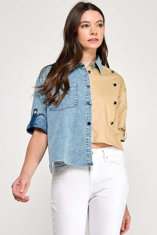 RE-STOCK Khaki Unbalance Shirt