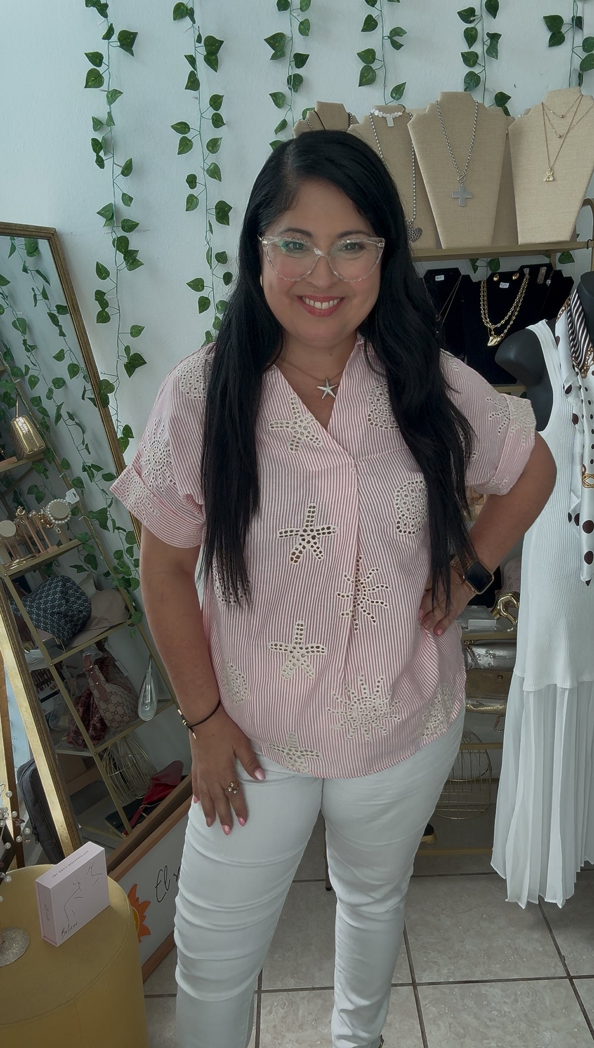 Pink Embroidery Under the Sea Shirt