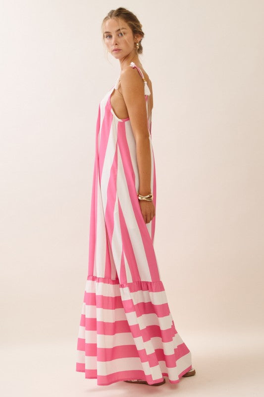 Pre-order July 13 Pink Stripe Midi Dress