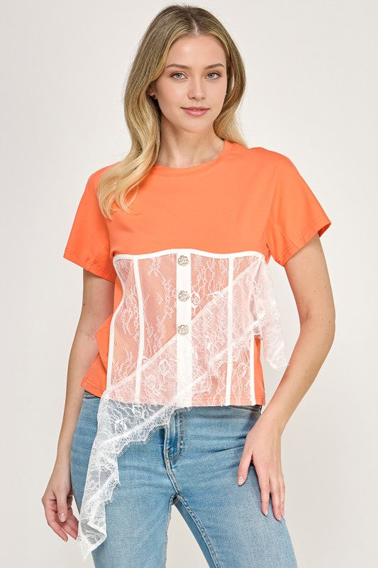 Orange Asymetric Shirt
