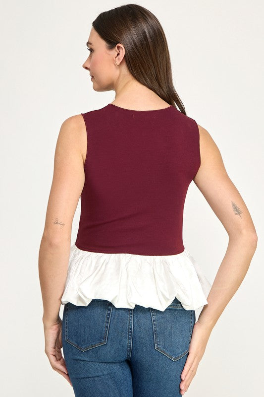 Burgundy Peplum T-Shirt