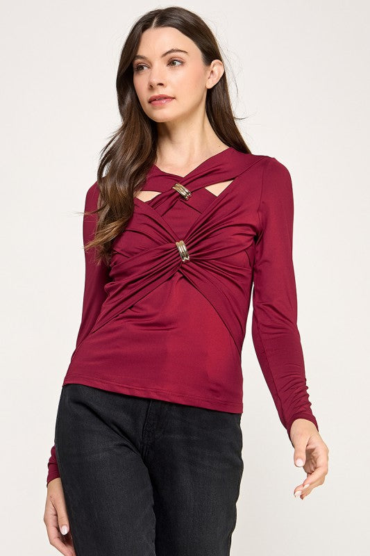Burgundy Front Gold Clip Shirt
