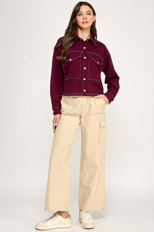 Pre-order Dic 3 Burgundy Solid Jacket