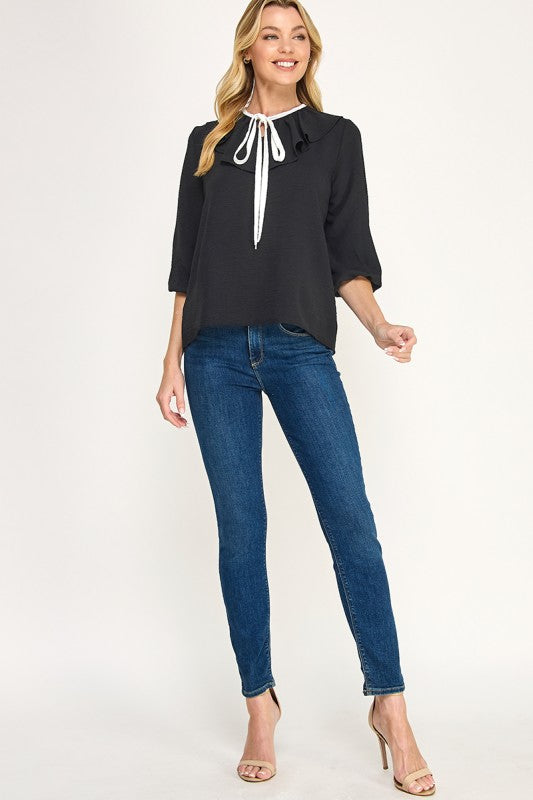 Black Woven Top