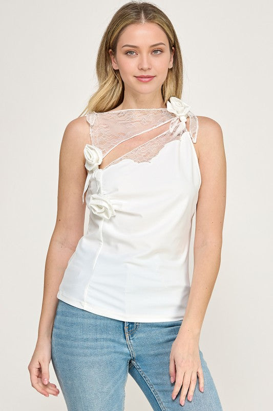 White Cut Out Asymmetrical Top