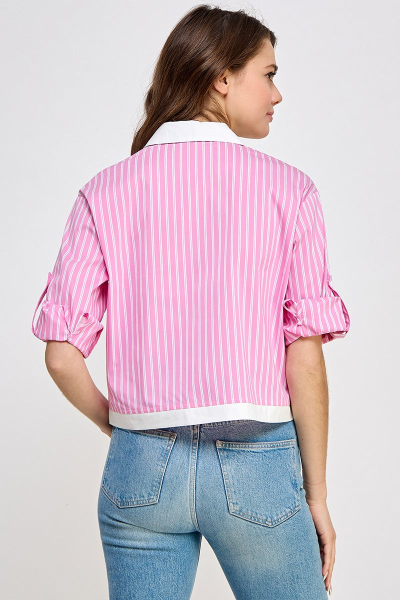 Pink Stripe Bow Shirt