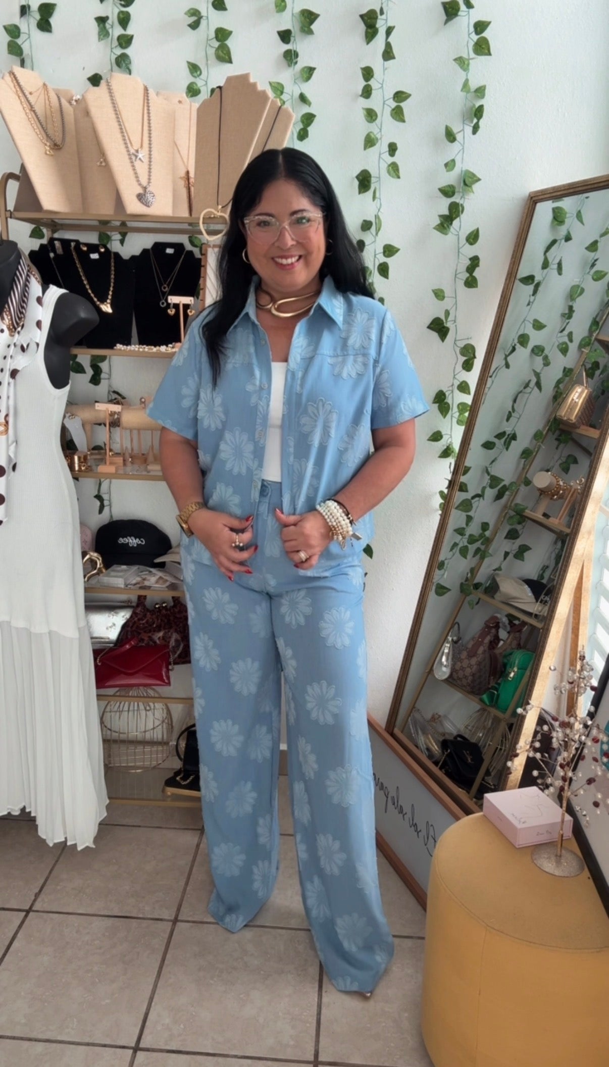 No es Denim Set Flowers