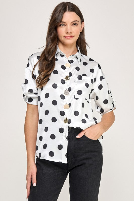 White Polka Dot Lurex Shirt