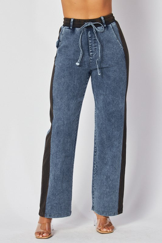 Straight Leg Denim Sweatpants