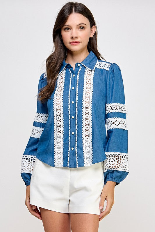 Lace Dark Denim Shirt