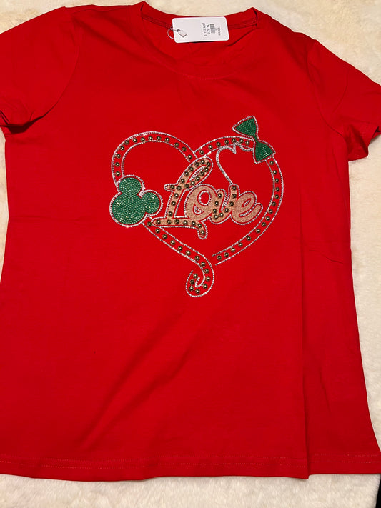 Red Hearts Embellished T- Shirt