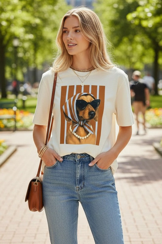 Oversize Offwhite Dog T-Shirt with brown