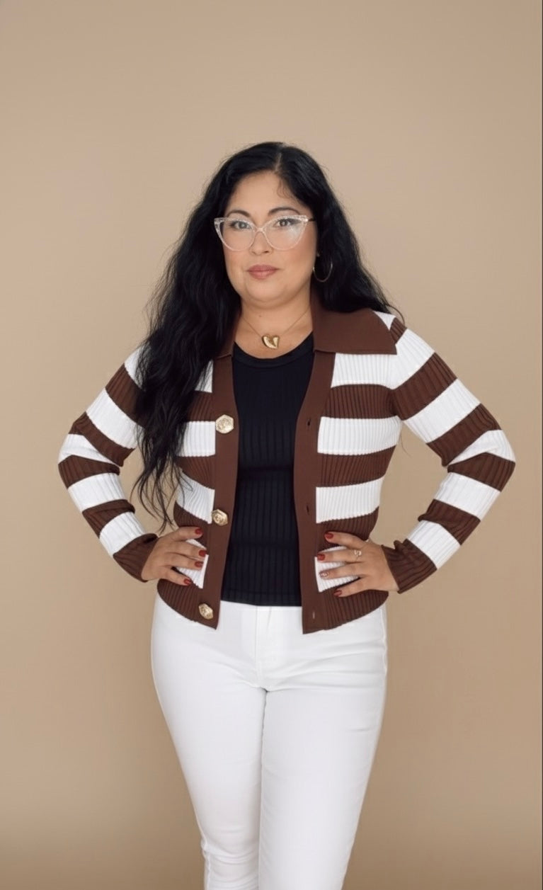 Brown Stripe Cardigan