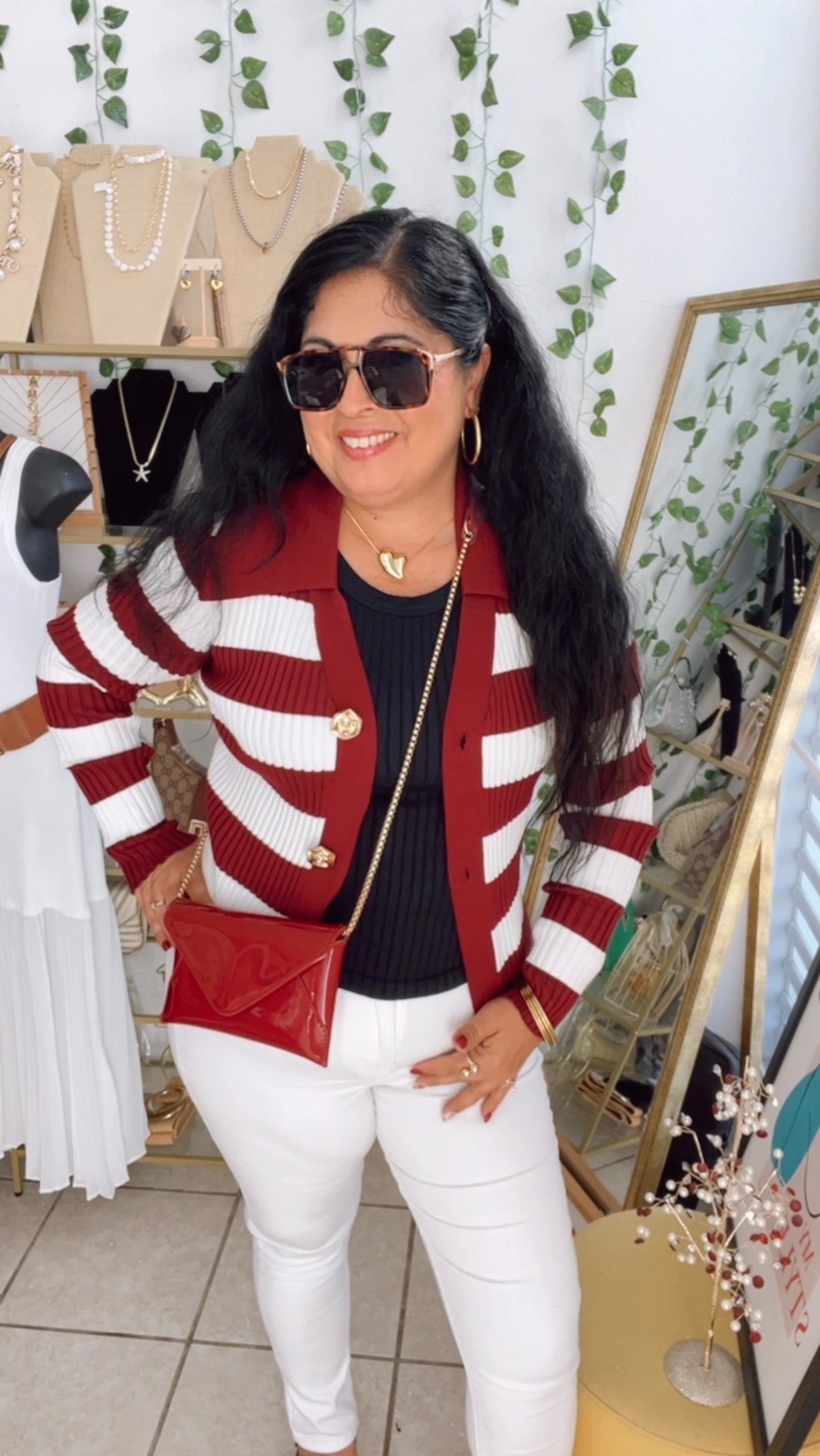 Burgundy Stripe Cardigan