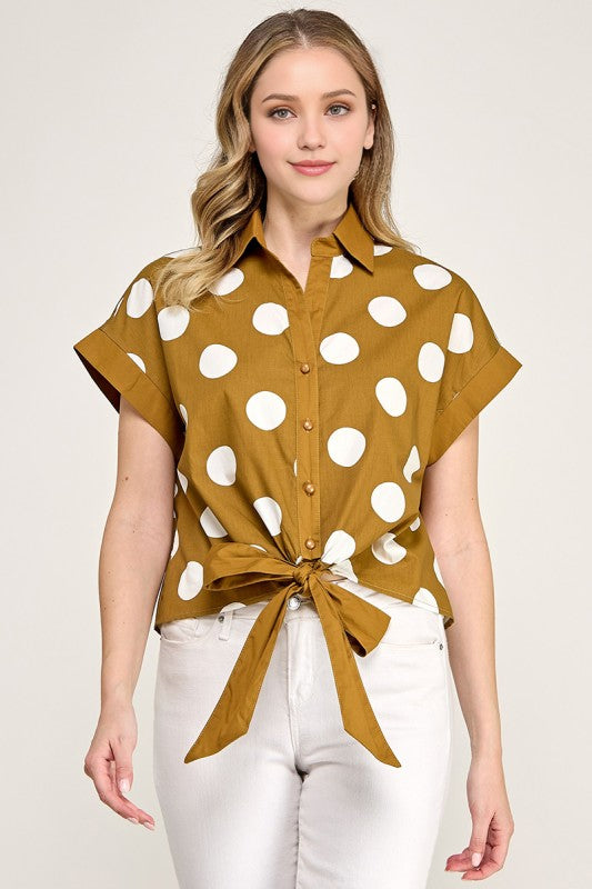 Brown Polka Dot Shirt