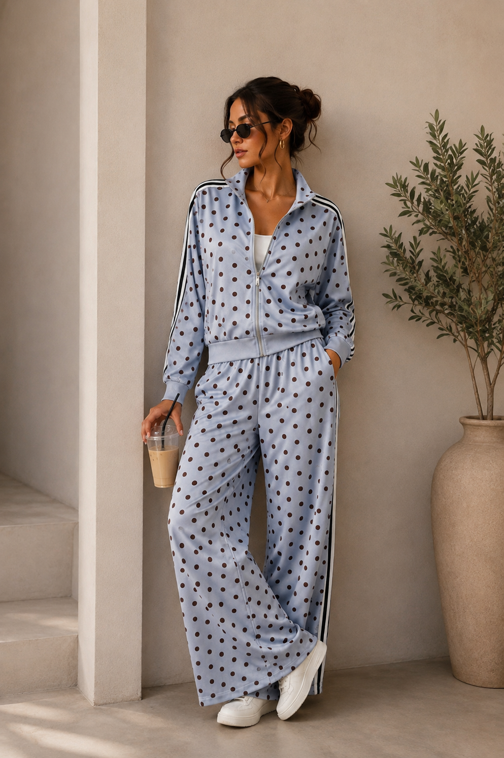 Brown/Blue Polka Travel Set