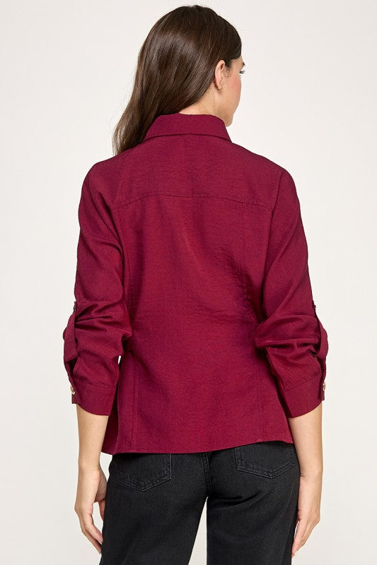 Burgundy Button Down Shirt