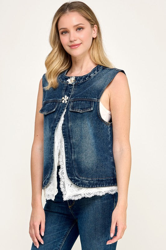 Pre-order Agosto 17 Dark Denim  Vest