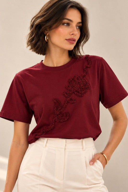 Burgundy Flower T-Shirt