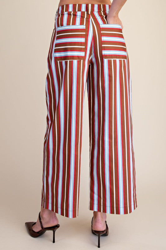 Camel/Blue Barrel Stripe Pant