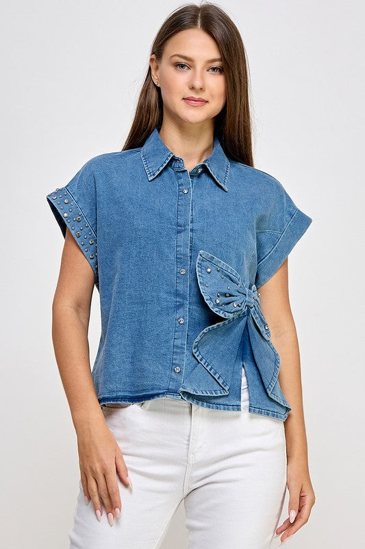 Dark Denim Ribbon Shirt