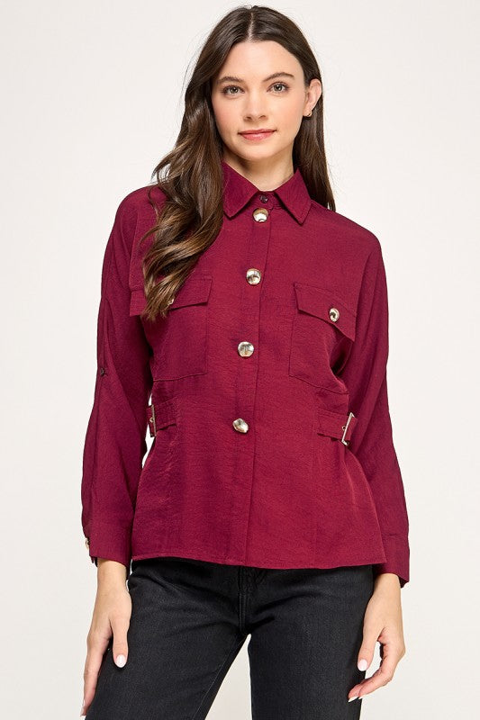Burgundy Button Down Shirt