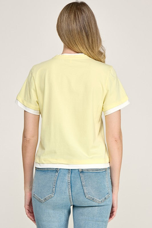 Yellow 3D Flower T-Shirt