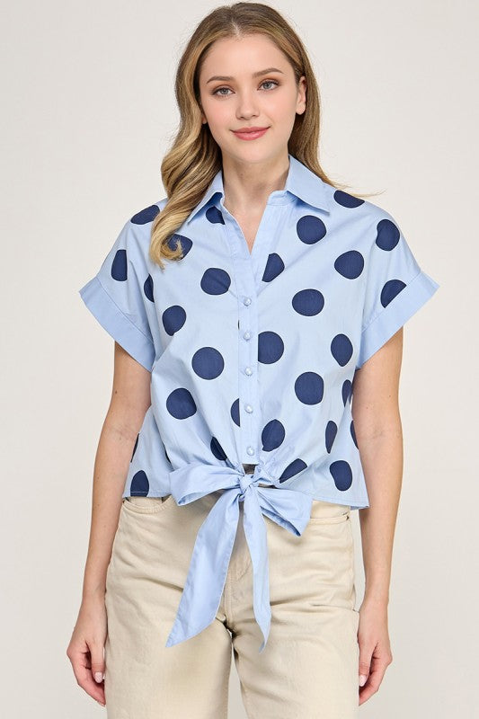 Blue Polka Dot Shirt
