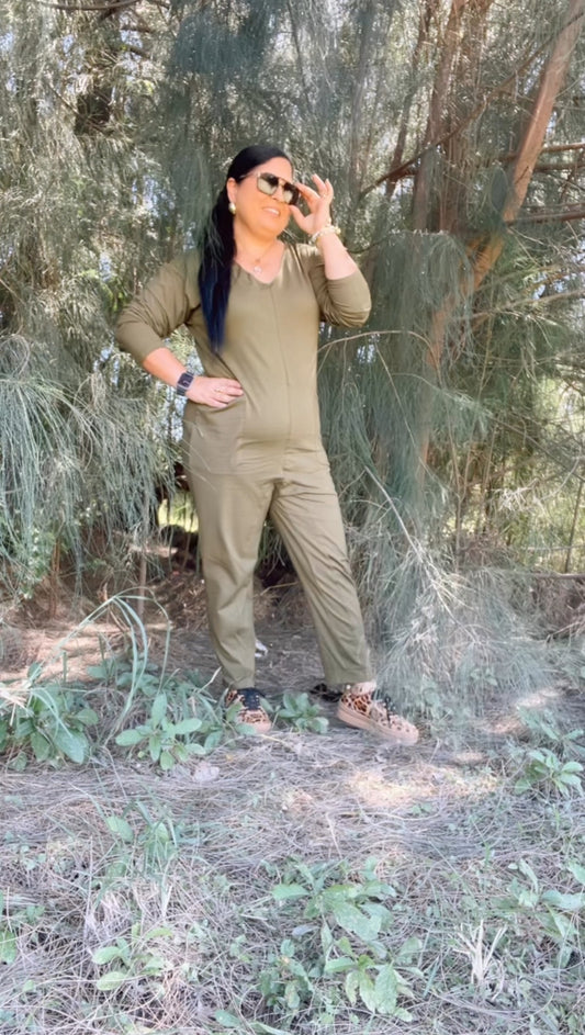 Comfy Baggy Olive Jumpsuit